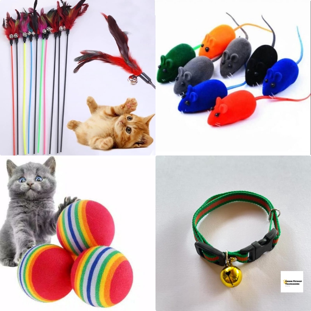 Paket Hemat Mainan Kucing( Cat Toys, Tikus dan Bola)