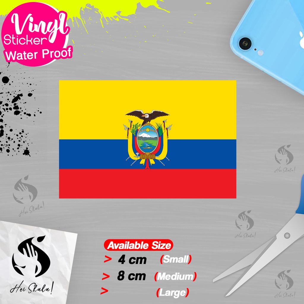 

Stiker Ecuador Ekuador Sticker Vinyl Satuaan Motif Bendera Negara Dunia Bahan Anti Air