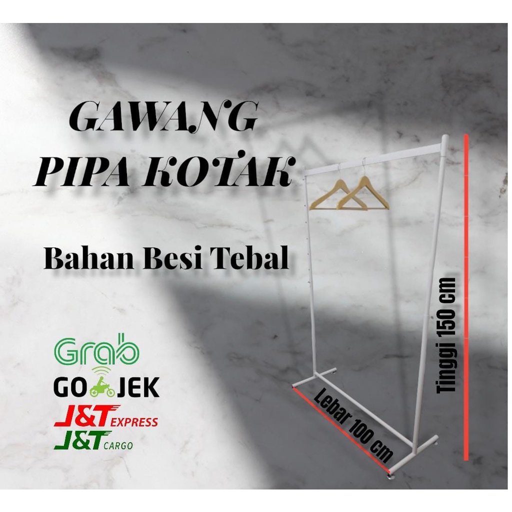 Gawang Hanger Gantungan Baju Model pipa kotak (100cm)