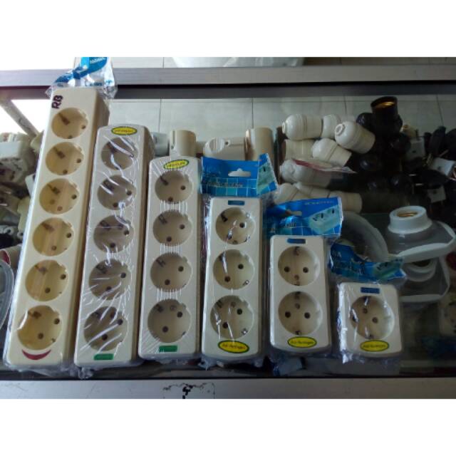 Terminal 5 lubang stop kontak kuningan dan lampu kyowa bright g