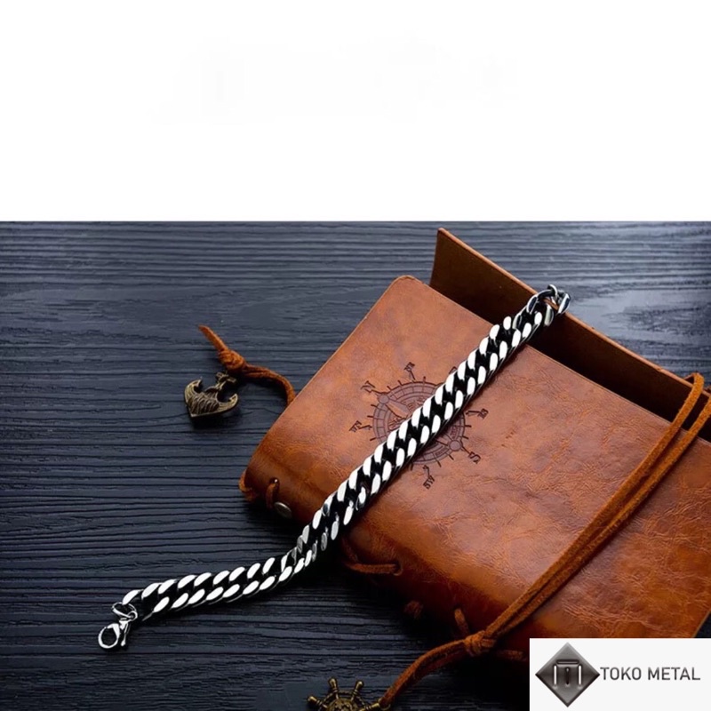 Gelang Titanium kualitas Tinggi Pria Model Rantai Black Gold Silver [ Toko Metal7 ]