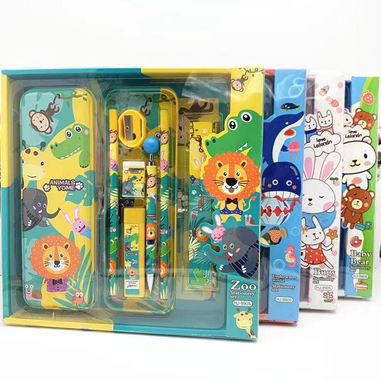 

8.8 STOK READY Kotak Pensil Anak Set 7In1 Stationery Untuk Hadiah Anak / Sekolah / Kotak Pensil Karakter Murah / Alat Tulis .!