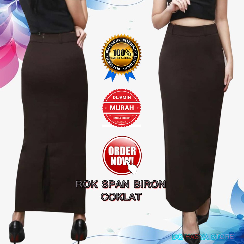 Rok Span Hitam Polos Panjang Rok Sepan Hitam Kantor Kanjang Model Biron Kipas Bahan Grasella Strech