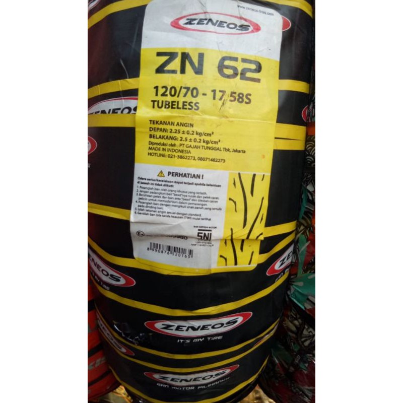 Ban Zeneos 120/70-17 Zn62 110/70-17 / Ban Zeneos ZN62 120/70-17 110/70-17