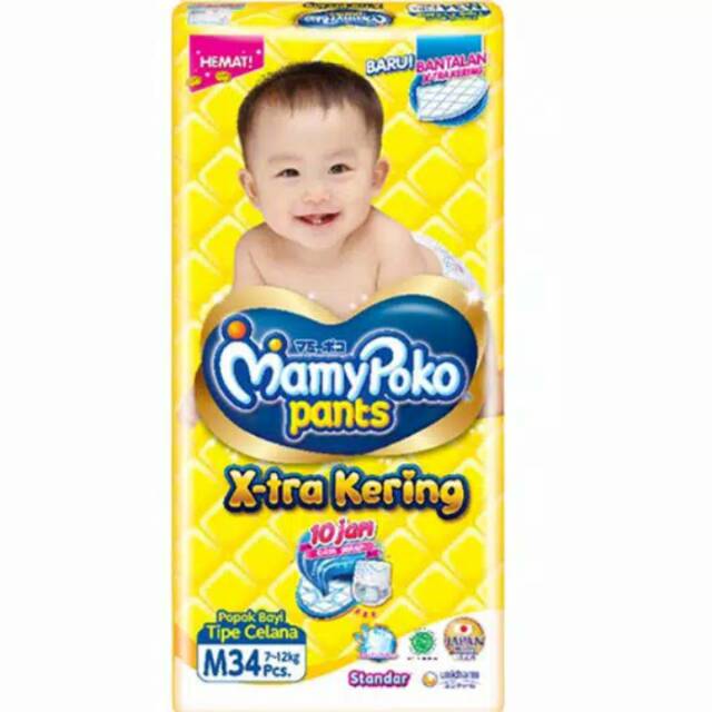 Pampers mamy poko xtra kering ukuran M isi 34