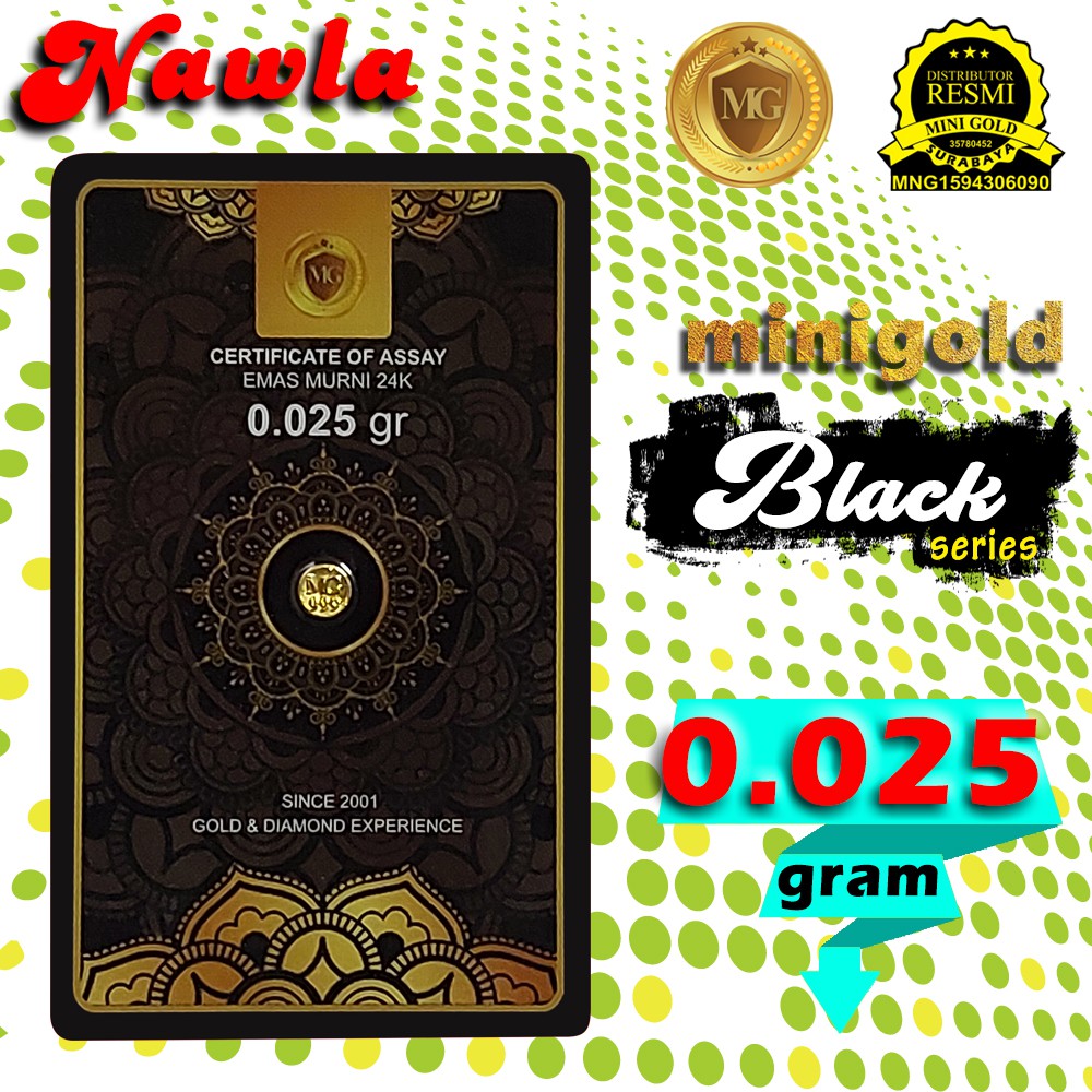 MINIGOLD Black Series 0.025 gr Logam Mulia Asli Emas Murni 24 Karat bersertifikat &amp; berkuitansi