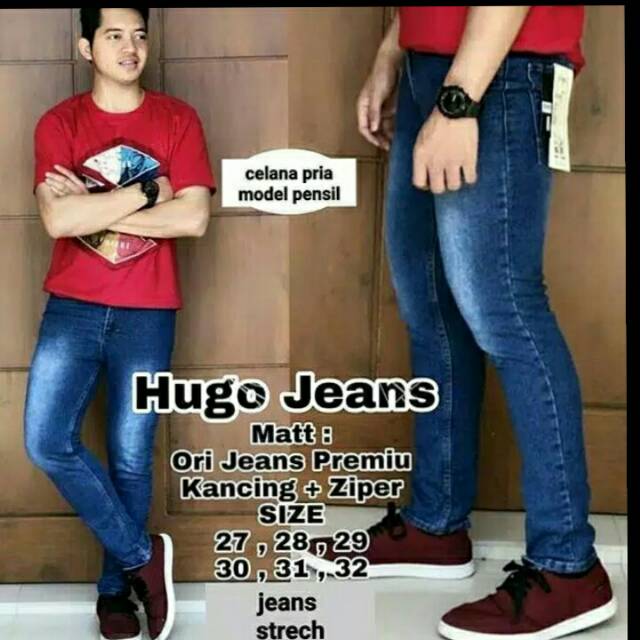 celana cowok jeans pensil hugo