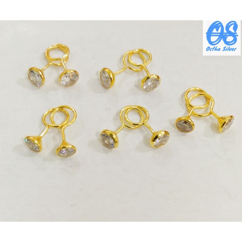 ANTING TOGEH MATA PUTIH 1GR PERAK 925 LAPIS MAS