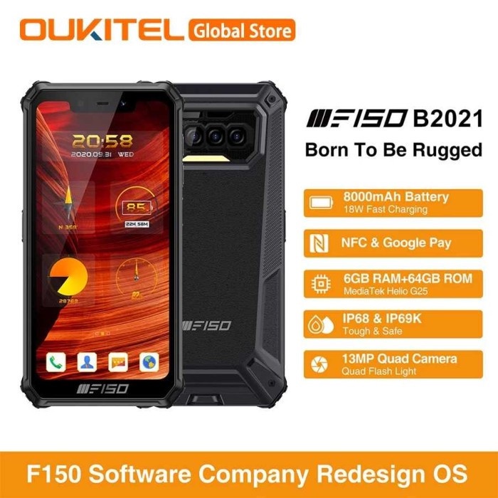 Oukitel Bison 2021 IP6869K 6GB  64GB 8000MAh Tahan air Tahan banting