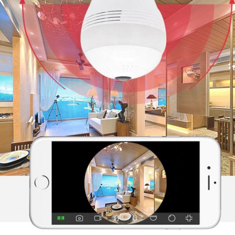 IP Camera Bohlam Bulb v380 Panoramic 360 Derajat Wireless 1080p 5Mp Cctv WiFi Two Way Audio