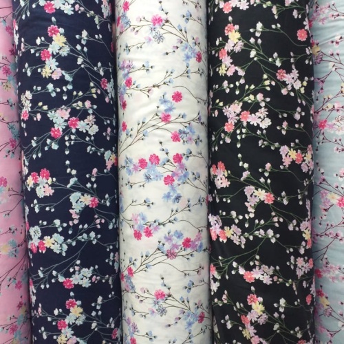 Kain katun jepang motif bunga warna warni lebar 1.50 meter