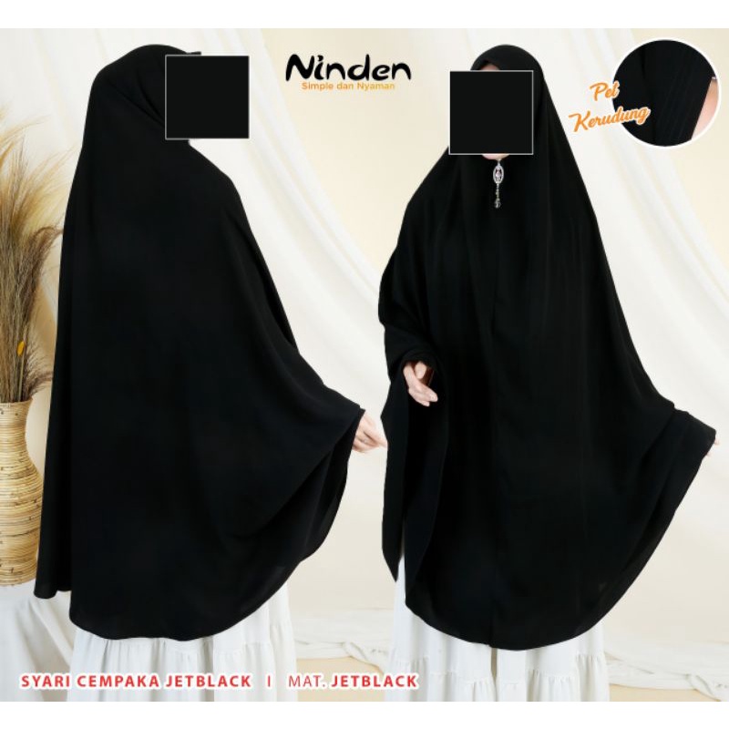 Khimar syar'i cempaka jetblack standar