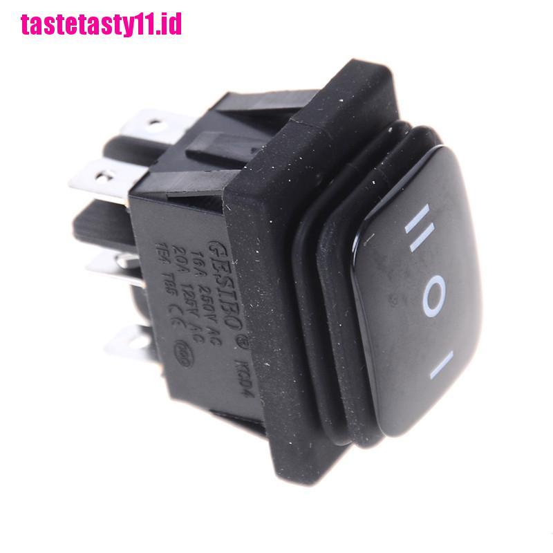(TTID) Saklar Rocker Persegi Panjang 12V 6 Pin DPDT Anti Air Warna Hitam