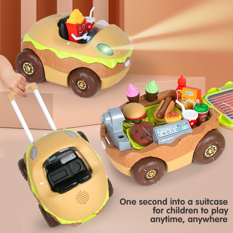 Hamburger Grill Truck Mainan Anak Peran Kitchen Set Koper Impor