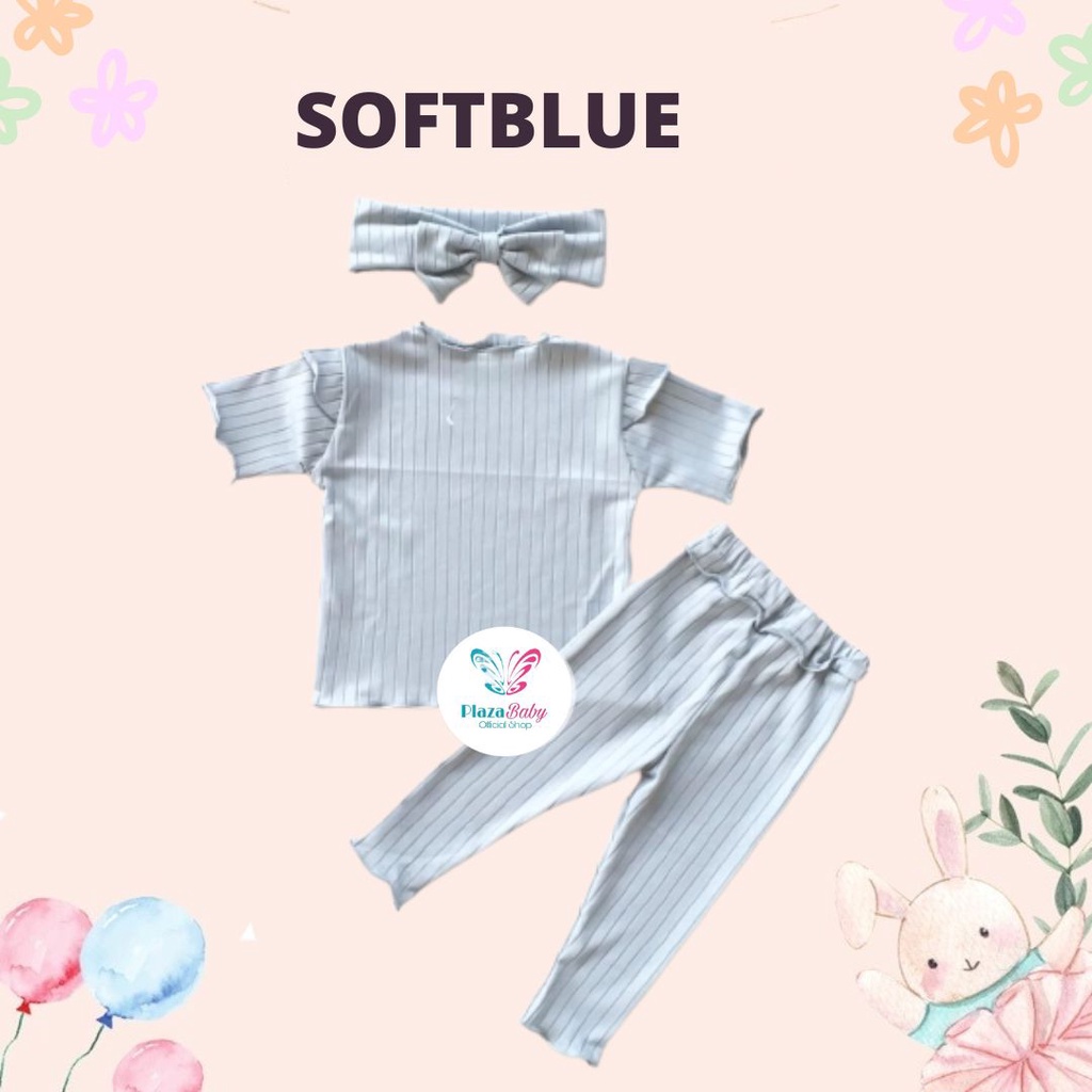 Plazababyku BBB KYOMI setelan anak perempuan jumper bayi motif bunga lucu free headband