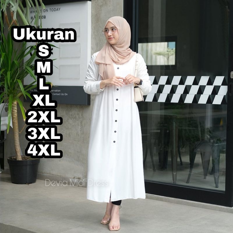 Premium Series DEVIA Midi Dress Big Size Ukuran Size S M L XL 2XL 3XL 4XL XXL XXXL  XXXXL 2L 3L 4L 5L  Dress Wanita Jumbo Gamis Big Size Baju Korea Over Size