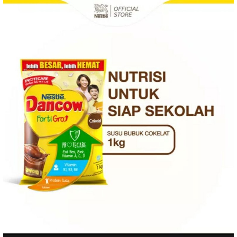 

DANCOW FortiGro Susu bubuk Cokelat, Instan dan full cream usia sekolah pouch 1kg exp Agustus 2025