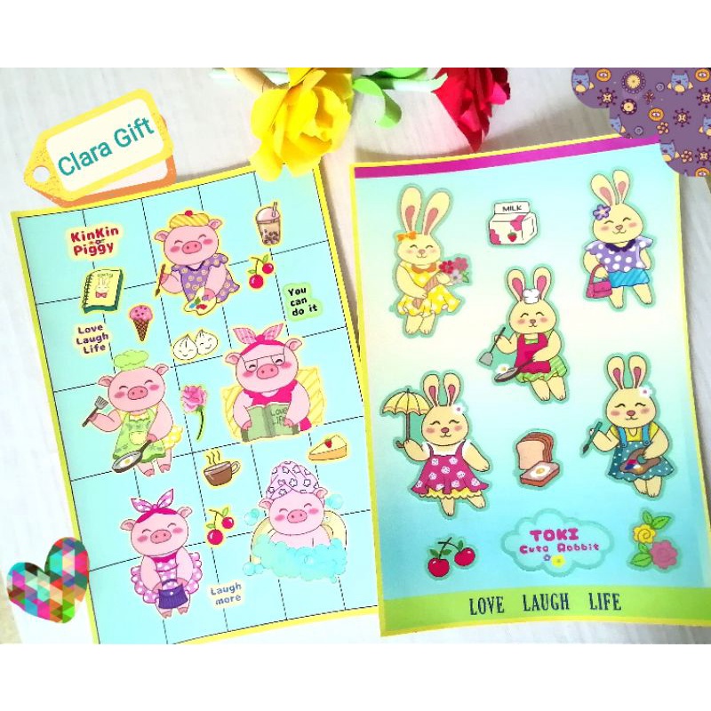 

Stiker Set Vinyl lucu / stiker waterproof lucu / cute sticker waterproof / stiker rabbit / stiker piggy / untuk casing hp, laptop, botol / tumbler, jurnaling, dll