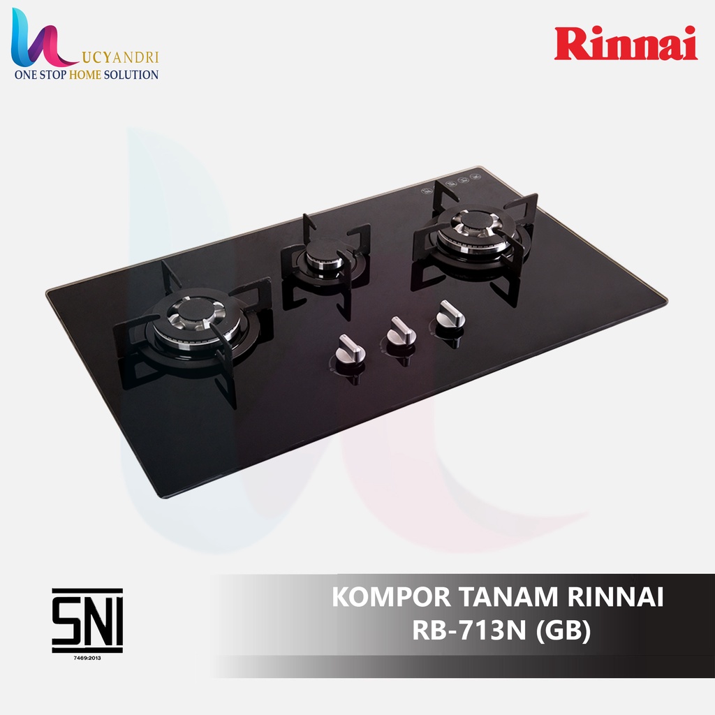 Kompor Tanam RINNAI RB-713N(GB) /RB 713NGB /RB 713 NGB ORIGINAL
