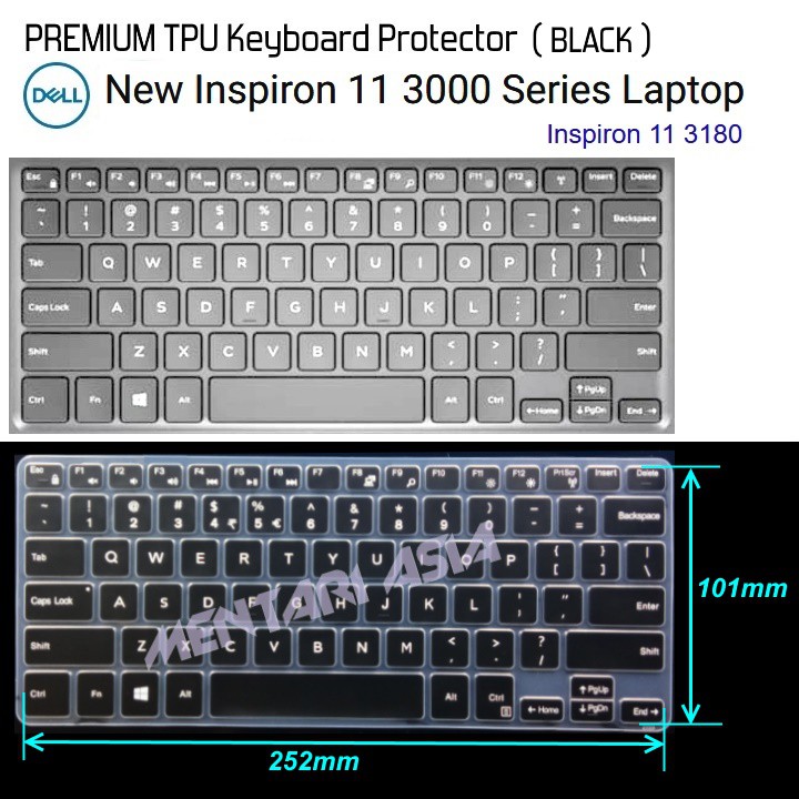 Keyboard Protector DELL Inspiron 11-3180 - PREMIUM TPU BLACK