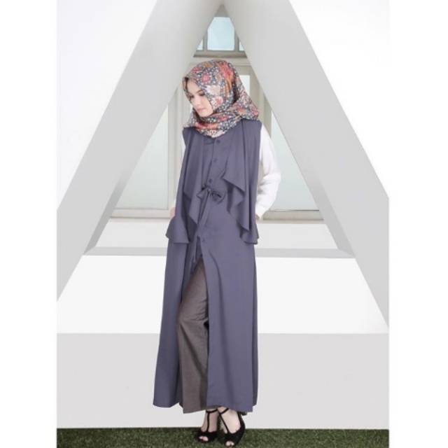 Moire Long Vest - Blue by Mannequina (outer)