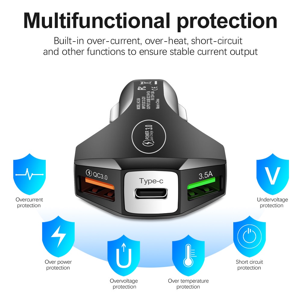 7a Charger Mobil Usb Type c PD Fast Charger Quick Charge 3.0 Untuk ios Android Tipe c Car Adoptor Charger Moible Phone Adaptor Charger