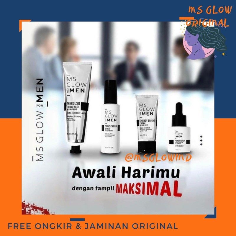 ms glow men / ms glow for men ( ms glow men paket komplit ) free pouch termurah