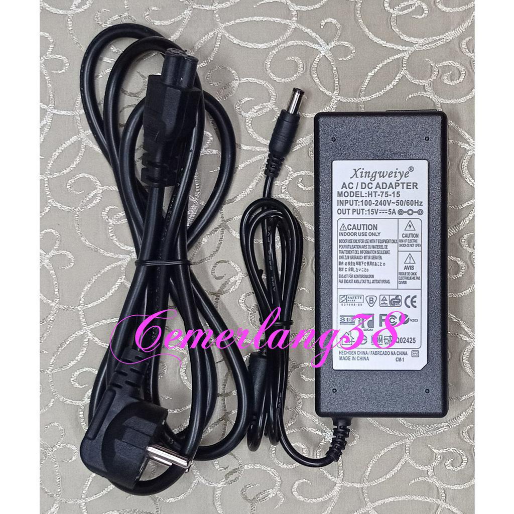 Adaptor CHARGER 15V 5A + kabel power Switching Adaptor 15v 5A - 150 cm