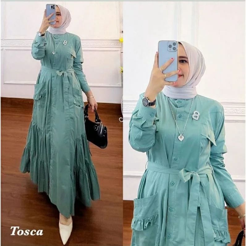 Baju Wanita Kekinian Talia Dress Katun Rayon Baju Lengan Panjang Wanita Busui Friendly Long Dress Muslim Gamis Jumbo