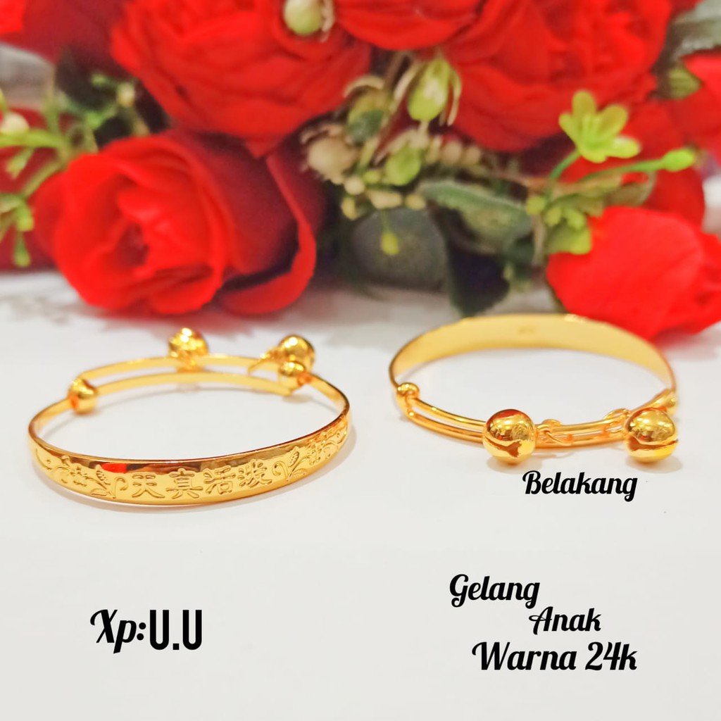 Gelang anak Krincing ukir gold 24k tidak karat COD