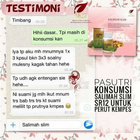 SALIMAH SLIM SR12 | PELANGSING BADAN OBAT DIET HERBAL | PELANCAR PENCERNAAN | KECILKAN PERUT BUNCIT