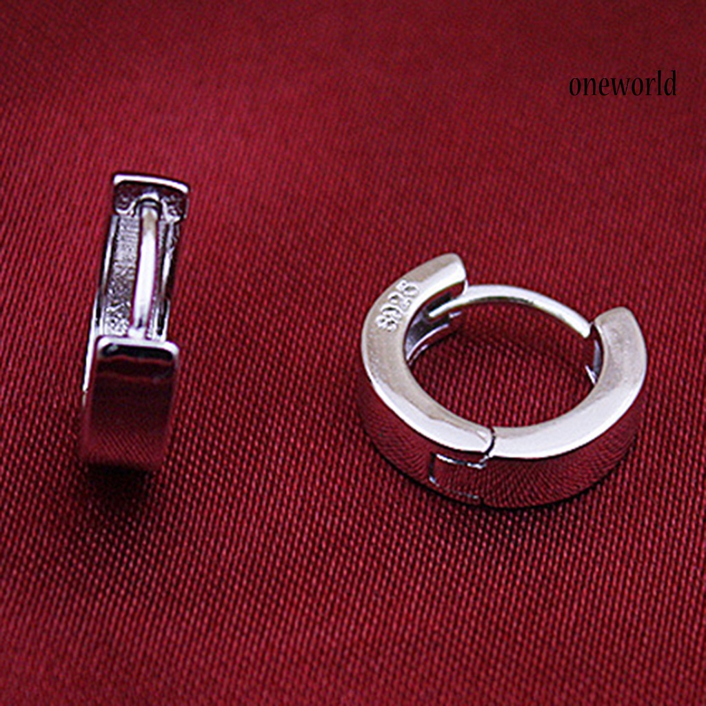 OW@ Earrings Round Hoop Design Simple Silver Plated Jewelry Gift Huggie Earrings for Daily Life