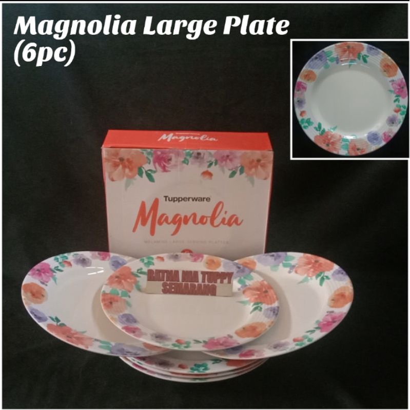 Piring Melamin Melamine set piring makan Tupperware Magnolia Large Dinning Plate set (6)