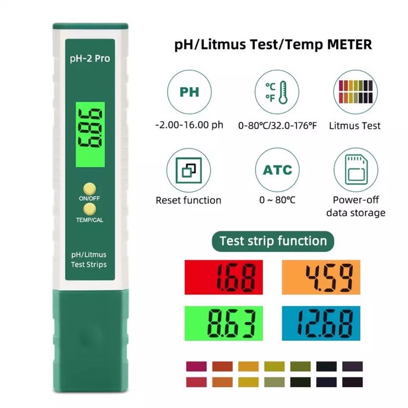 Digital pH Meter PH-2 Pro Litmus Tester Backlight Berwarna