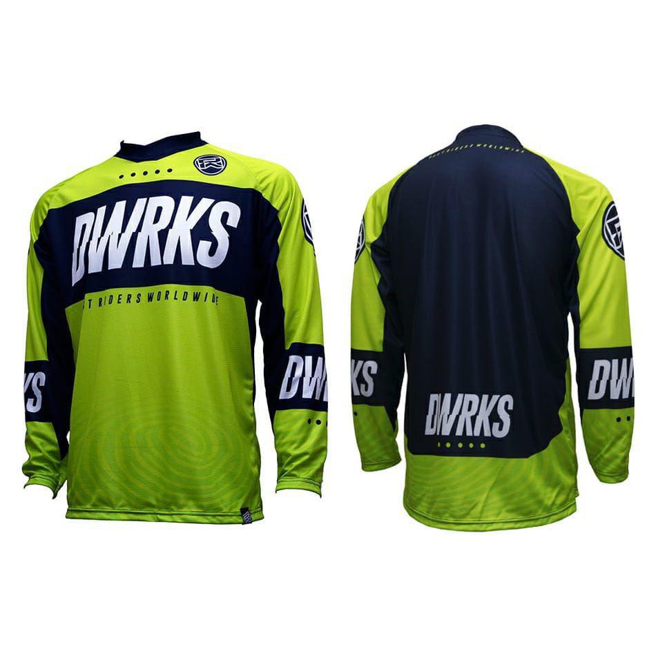 Jerseys Dirtworks SCAN NAVY HIVIZ - Jersey Sepeda adem - Jersey MTB - Jersey AM
