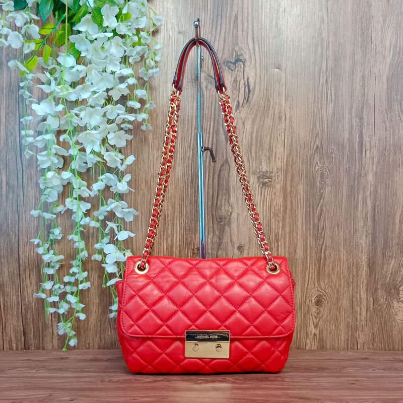 tas kulit asli Michael kors Sloan red original