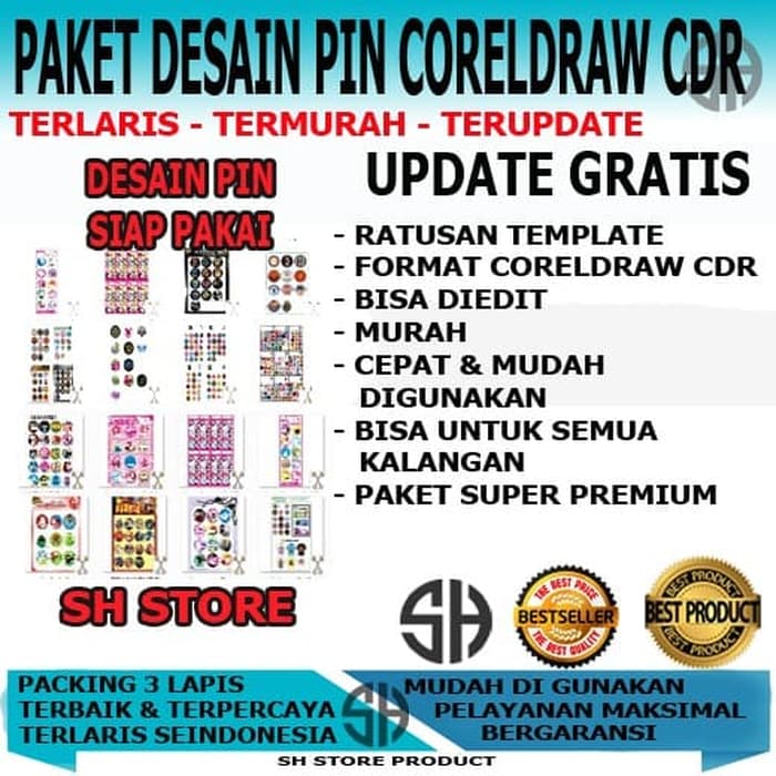 Paket Template Desain Pin Segala Kategori Jenis Karakter Format Cdr Shopee Indonesia