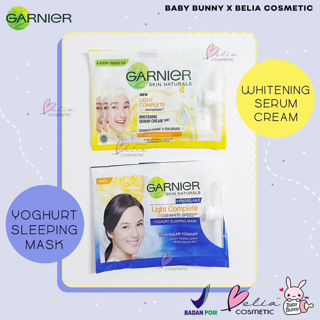 ❤ BELIA ❤ Garnier Yoghurt Sleeping Mask | Light Complete | Sakura White Whitening Serum Cream 7mL | BABY BUNNY