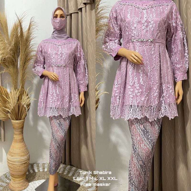 Permata Olshop / Kebaya Brokat Shabira JN / Kebaya Lamaran / Kebaya Wisuda Modern / Blouse Tunik Modern