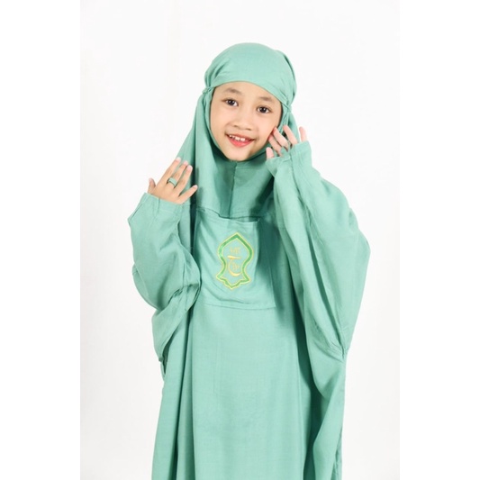 Mukena terusan anak terompah hadramaut jumbo polos traveling banyak warna