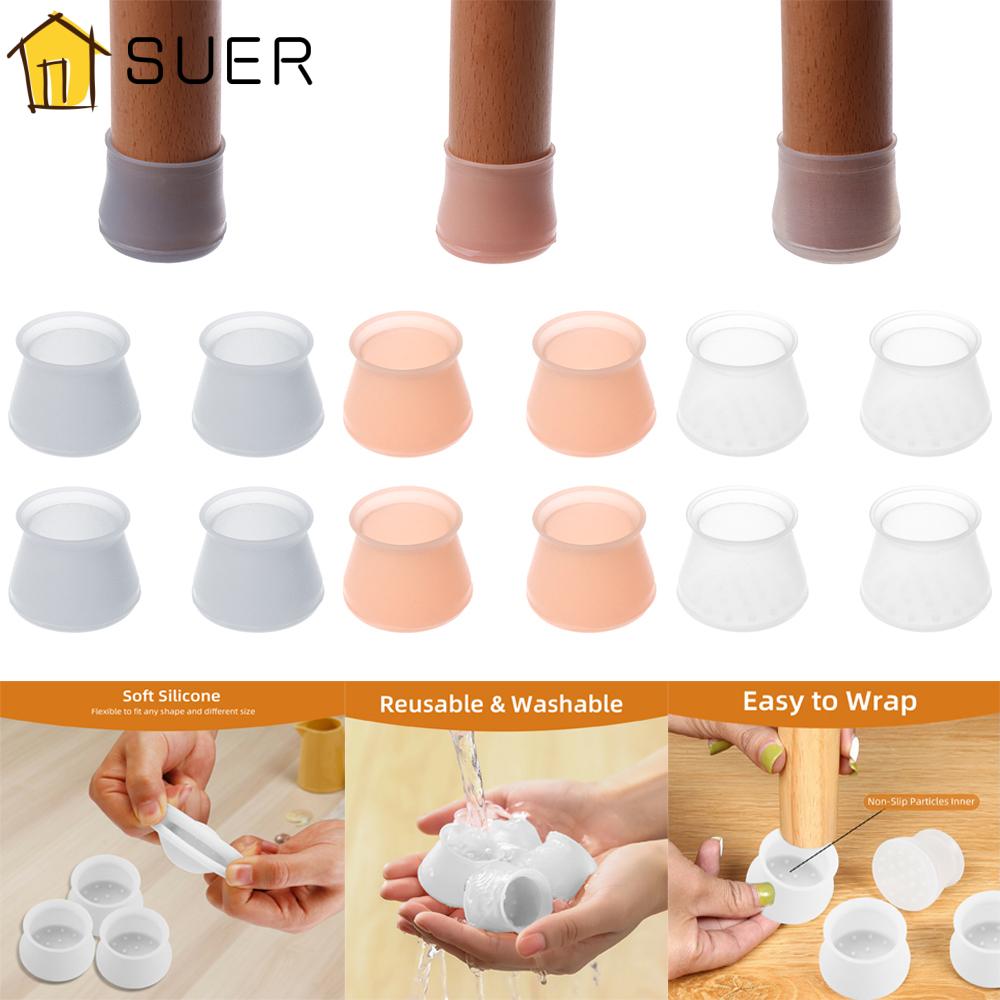 Suer Mute Solid Chair Leg Caps Silicone Table Pads Anti Slip Pad Feet Covers Wear Resistant Furniture Thick Floor Protector Transparent Pink Transparent 4 16pcs Shopee Indonesia