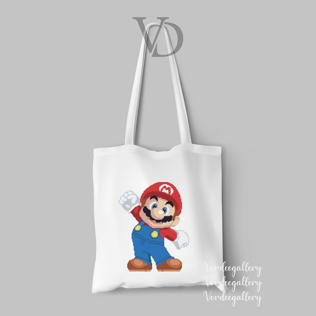 tote bag kanvas pixealart pixel cute / totebag / tas belanja kekinian