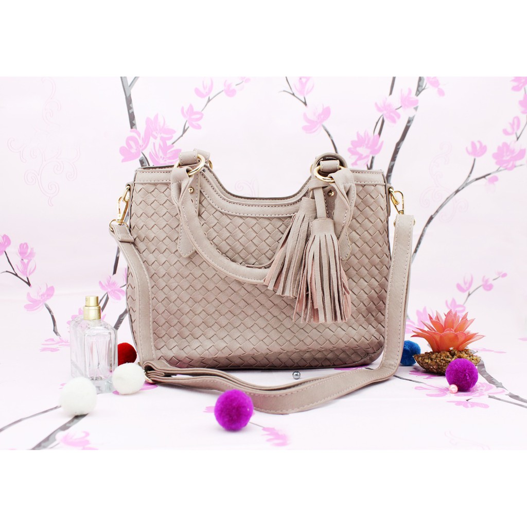 #9559 Tas Jinjing Wanita Meimei Motif anyaman hand bag cewe import kualitas premium gambar REAL PIC