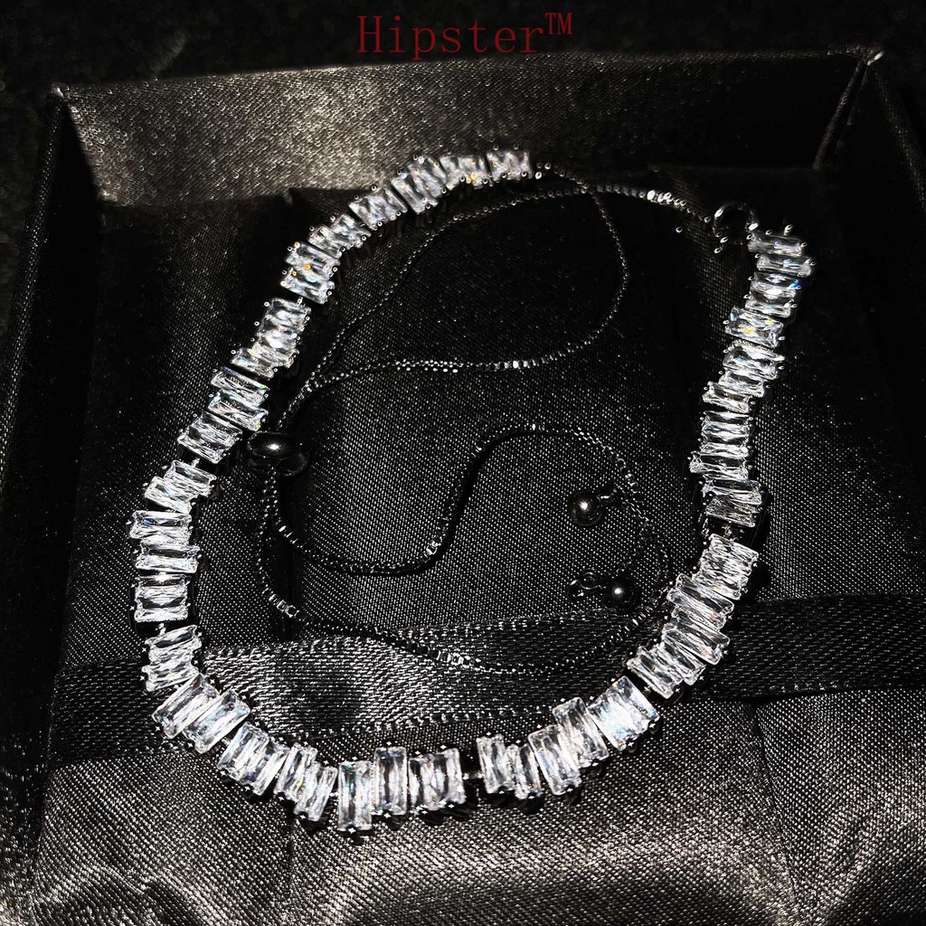 Creative Hot Sale Fashion Black Gold Irregular Adjustable Full Diamond Necklace