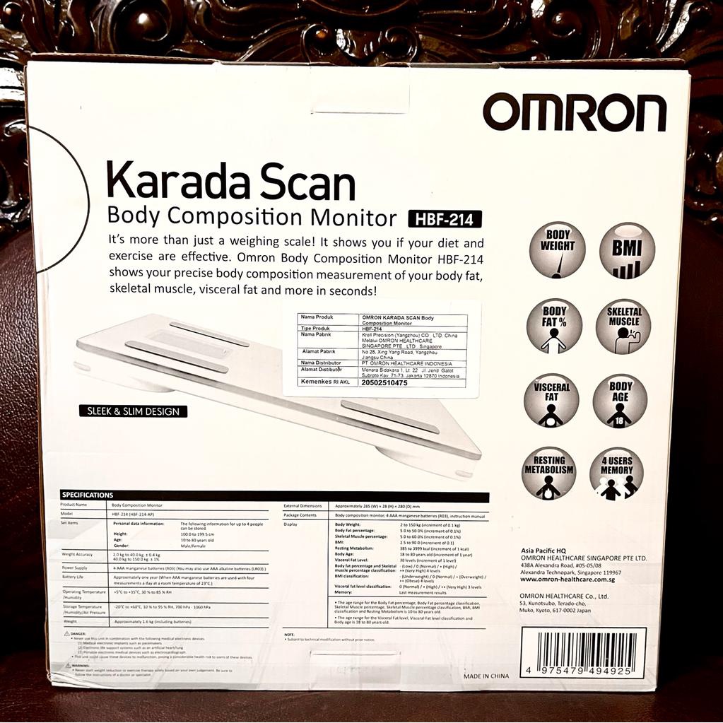 TIMBANGAN OMRON KARADA SCAN HBF 214 / BODY FAT COMPOSITION MONITOR / TIMBANGAN LEMAK TUBUH KARADA SCAN OMRON