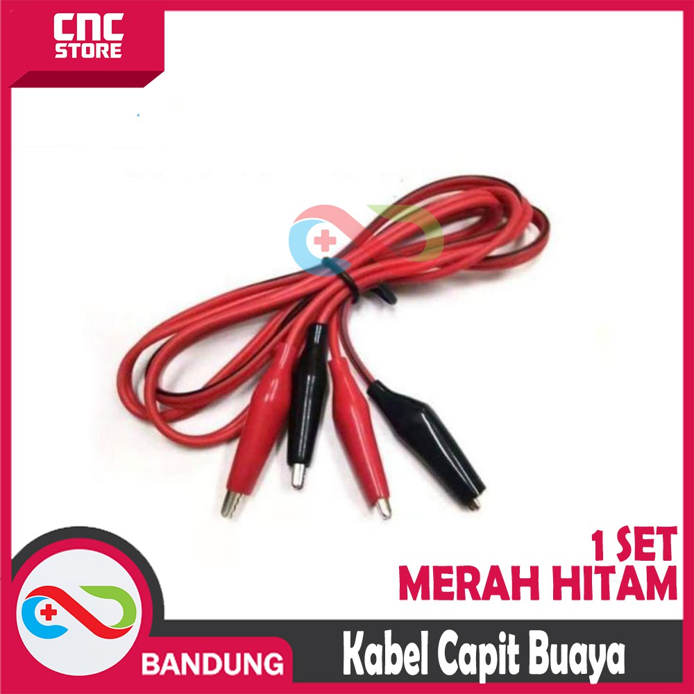 KABEL CAPIT BUAYA TO CAPIT BUAYA 1 SET MERAH &amp; HITAM 1 METER