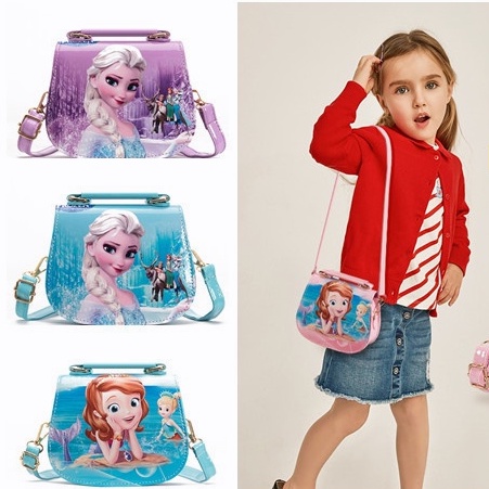 【COD√】 TAS SELEMPANG BAHU ANAK MOTIF KARTUN PRINCESS SOFIA FROZEN LUCU TAS IMPORT