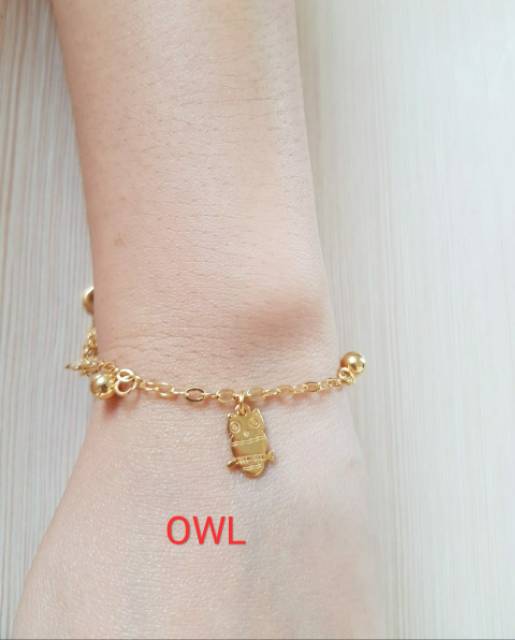 SET Gelang Tangan &amp; Gelang Kaki TITANIUM motif kucing Gajah Kelinci Owl Ikan Import Antikarat