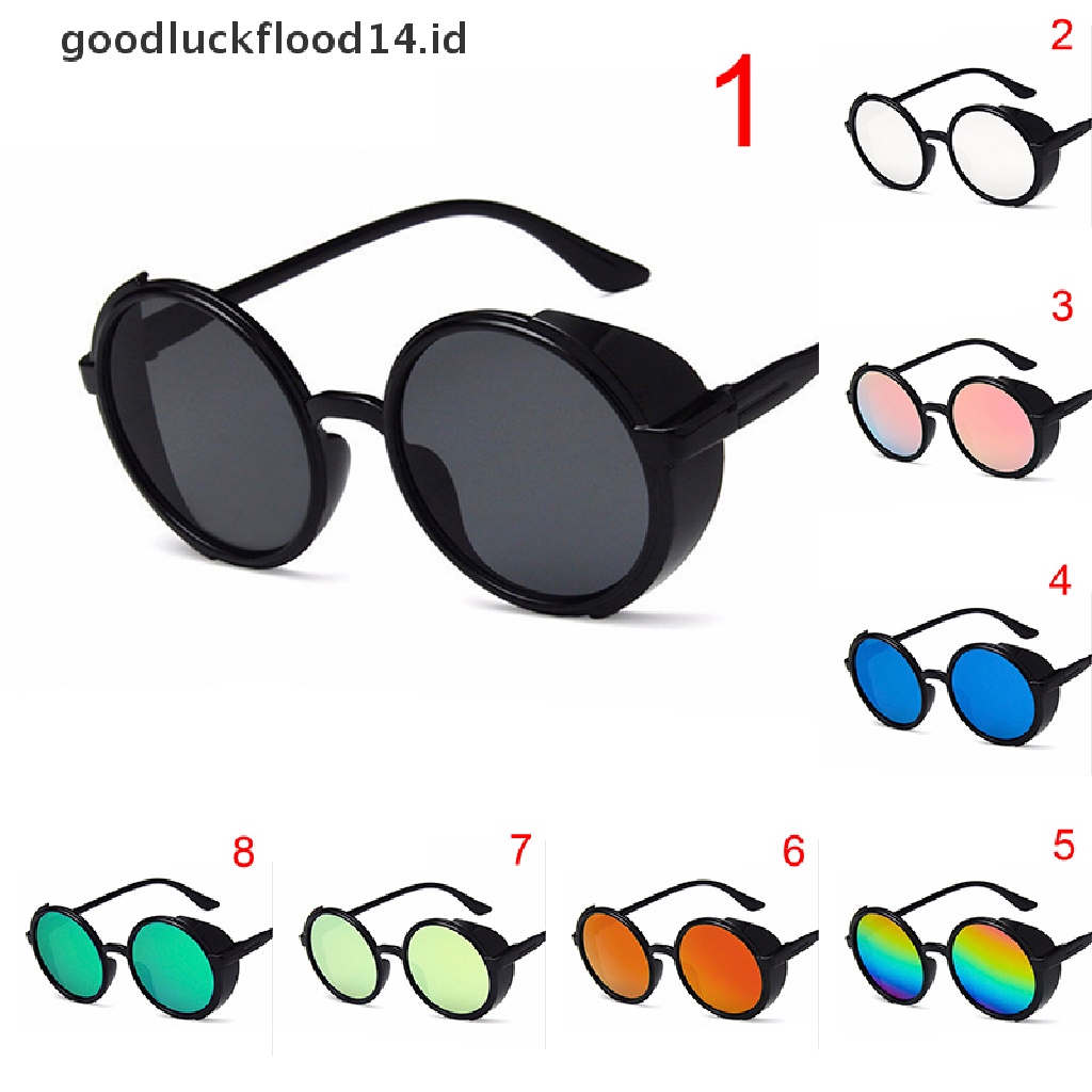 [OOID] Men Women Mirror Lens Round Glasses Fashion Steampunk Sunglasses  ID