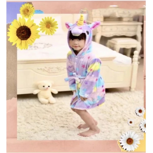 Bathrobe jubah handuk unicorn anak kimono mandi renang anak unicorn